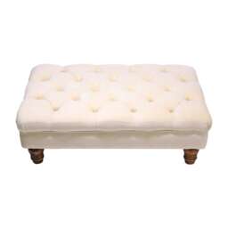 Living and Home Buttoned Velvet Rectangular Ottoman Footstool with Gourd-shaped Legs - Beige