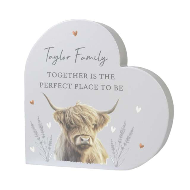Personalised Highland Wooden Heart Ornament