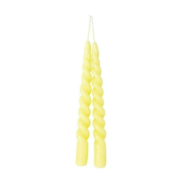 IHR Twist Taper Candle Pair Unscented Light Yellow