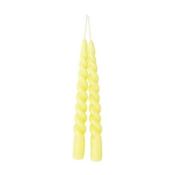 IHR Twist Taper Candle Pair Unscented Light Yellow