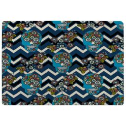 Embroidery Colorful Simplified Ethnic Skull Blue Pattern Rug Multi