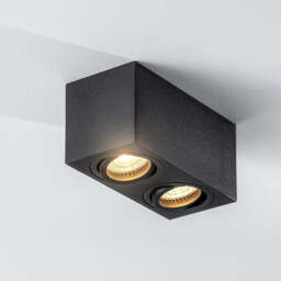 CGC Lighting SASHA Black Twin Rectangular Ceiling Spotlight Black Black Height: 8.5 cm, Width: 16 cm, Depth: 8 cm