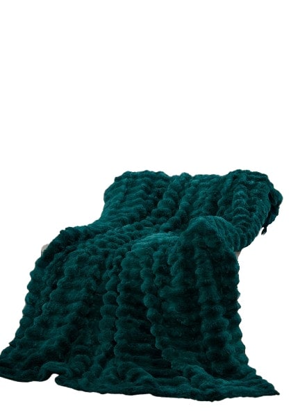 Chunky Ribbed Fur Polyester Fleece Throw (150x200cm)
