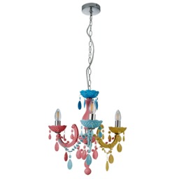 BHS Glow Kid's 3 Light Marie Funky Chandelier, Multi-Coloured