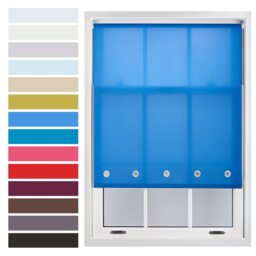 FURNISHED Roller Blinds with Chrome Round Eyelets and Metal Fittings Cut to Size Sheer Window Shade Blue Blue (W) 210cm x (L) 210cm