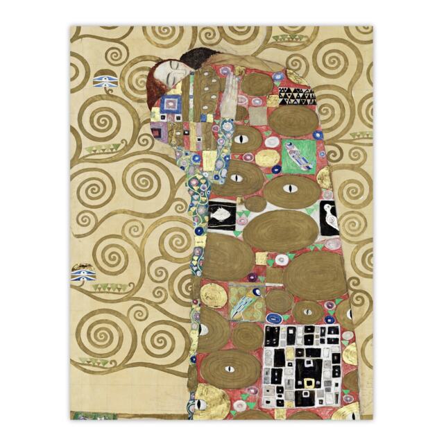 "Fulfillment Lovers Embrace Painting Vintage Wall Art Print Klimt 24x32"""