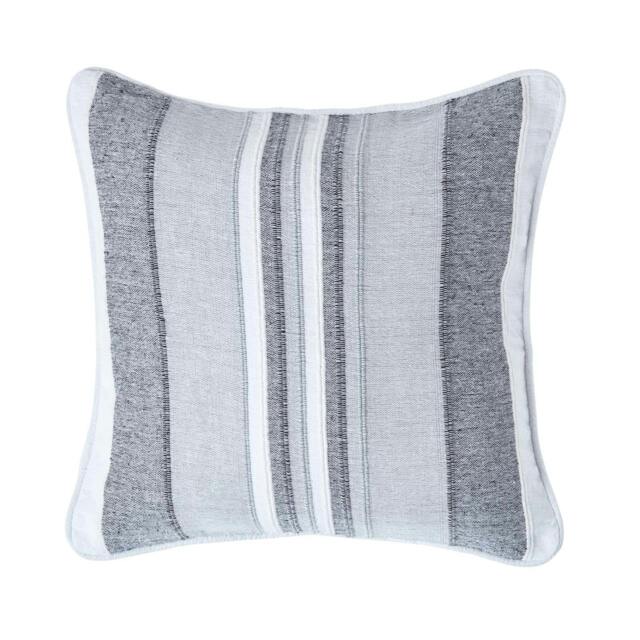 Homescapes Cotton Striped Monochrome Cushion Cover Morocco - 45 x 45 cm Grey Monochrome 45 x 45 cm