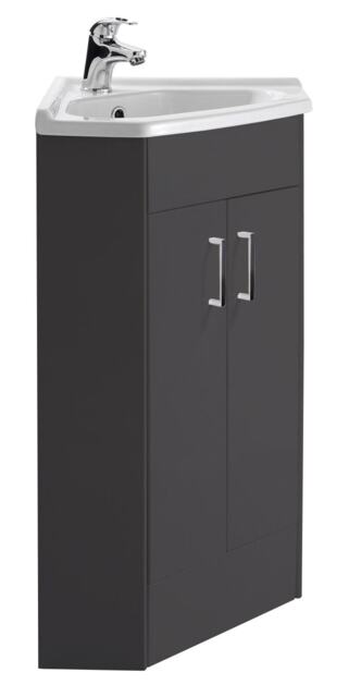 Balterley Contemporary Durable Floor Standing 2 Door Bathroom Corner Vanity Wash Basin Unit