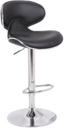 Carcaso Faux Leather Bar Stool, Adjustable Swivel, Chrome Base Black