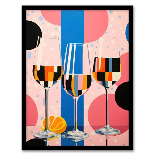 Prosecco Party Kitchen Cocktails Home Decor Black Framed Wall Art Print A4