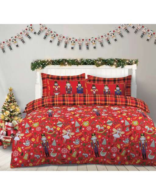 Velosso Nutcracker Printed Cotton Blend Duvet Cover and Pillowcase Set Red Single