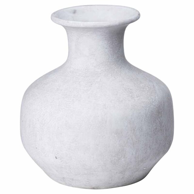 Darcy Squat Vase - Ceramic - L24 x W24 x H26 cm - Stone White