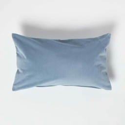 Homescapes Blue Velvet Cushion - Bolster 30 x 50 cm Blue 30 x 50 cm 1