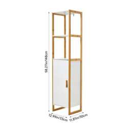 Living and Home 4-Tier Single-door Tall Bathroom Storage Cabinet - 33*30*148cm White 1
