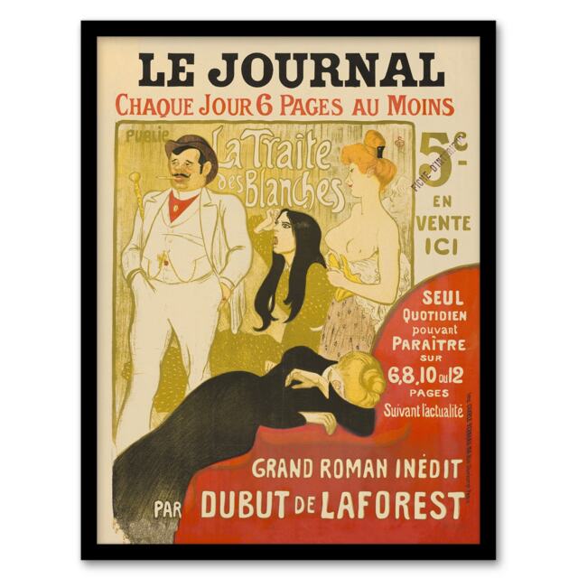 "Journal Vintage Newspaper Magazine Cover Steinlen Framed Wall Art Print 12X16"""