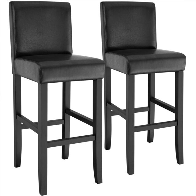 Bar Stools with a padded backrest and faux leather cover Black black 41 x 40 x 107 cm 2