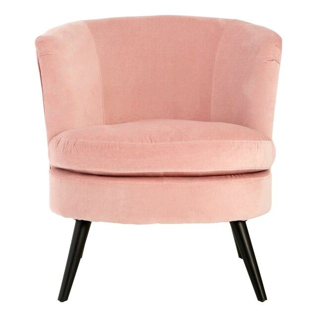 Interiors By Premier Contemporary Round Pink Plush Armchair, Velvet Upholstered Dining Chair, Versatile Chair For Diningroom Pink