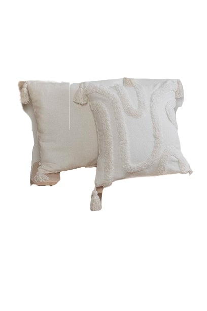 Cabana Tufted (43x43 cm) Cushion Cover with Cusion Pads Cream 43 x 43 cm 1