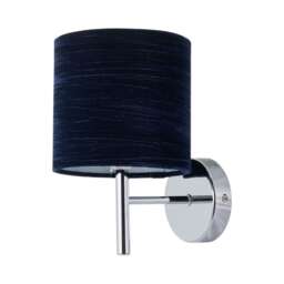 Brea - Chrome Wall Light with Navy Blue Crushed Velvet Shade Chrome Blue 1
