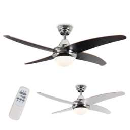 ValueLights Apache Chrome and Wood 48 Inch Ceiling Fan & Remote Silver