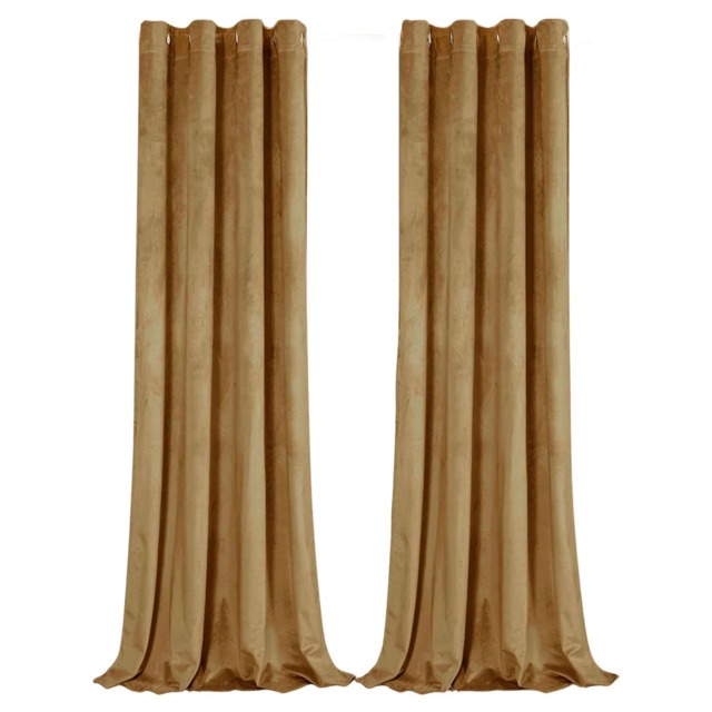 Ochre Velvet Darkening Eyelet Curtains - 46x54 Inch Drop - 2 Panel Yellow One Size