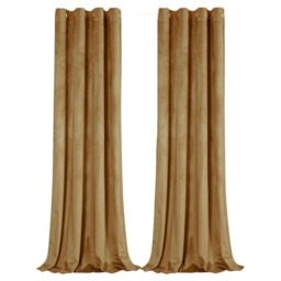 Ochre Velvet Darkening Eyelet Curtains - 46x54 Inch Drop - 2 Panel Yellow One Size