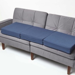 Homescapes Navy Cotton Orthopaedic Foam 3 Seater Booster Cushion Blue Navy 150 x 50 x 10 cm