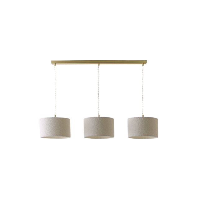 ValueLights Reni Cream Boucle Shade 3 Drop Gold Ceiling Light Gold