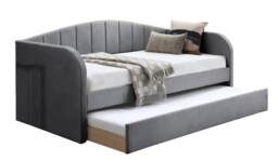 Grey Day Bed,Sofabed,Guest Trundle Fabric Upholstered Velour, Bed Frame Grey Single