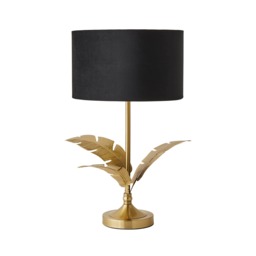 ValueLights Christina Gold Palm Leaf Table Lamp Black Velvet Gold Shade