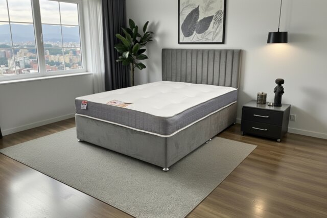 Emily Divan Bed, No Drawers + Sprung Memory Foam Mattress & Headboard
