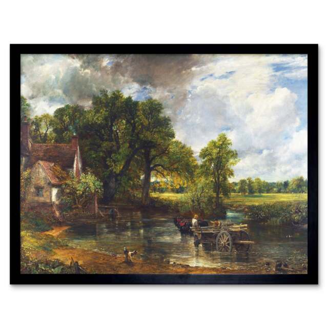 "Constable The Hay Wain Landscape Painting 12x16"" Framed Wall Art Print"