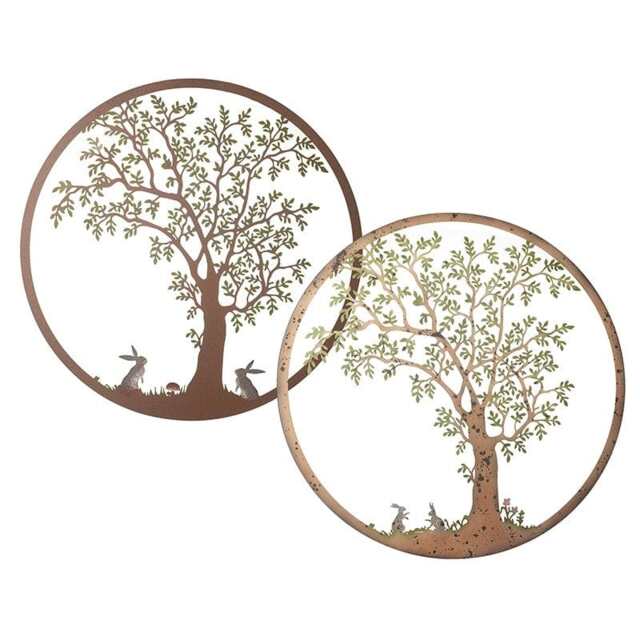 Heaven Sends Hare and Tree Metal Wall Cutout Plaque - Choice of Dark or Light