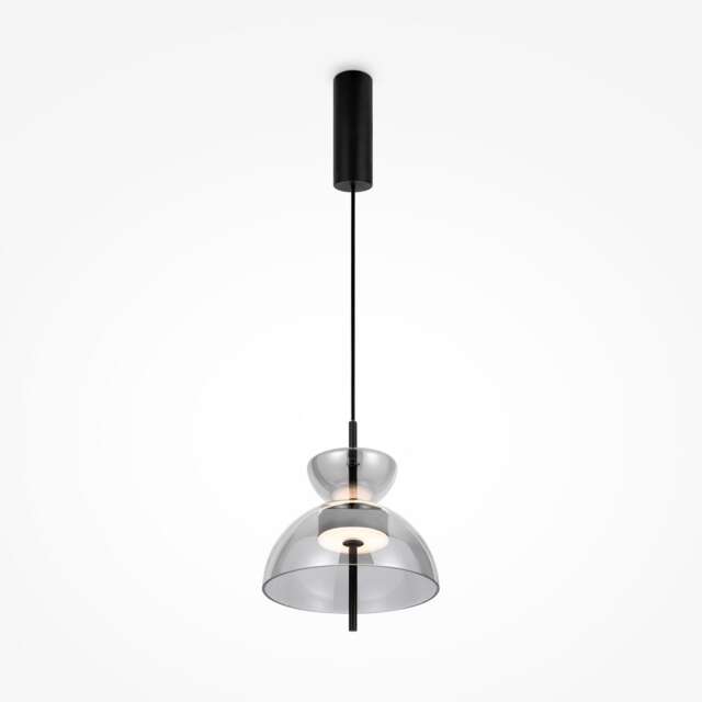 Bangkok II Modern 25cm Dome Pendant Ceiling Light Black 3000K 1300lm Smoky Shade