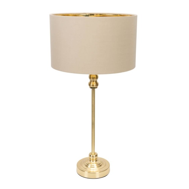 ValueLights Maggie Gold Candlestick Table Lamp Natural Gold Shade Gold
