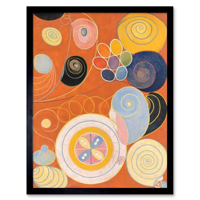 "Modern Hilma Af Klint Abstract Painting 12x16"" Framed Wall Art Print"