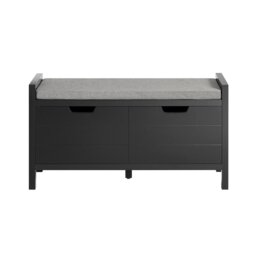 SoBuy Shoe Bench with Storage Compartment, Dark Gray, 35.8x11.8x19.7 in, 13.5 kg - FSR63-II-SCH