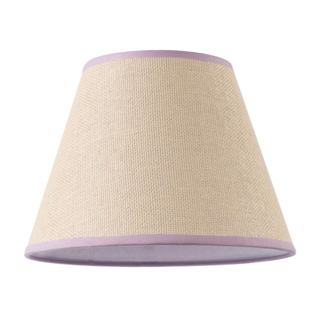 Traditional Rattan Tweed Lamp Shade with Lilac Cotton Fabric Trims Purple Lilac 1