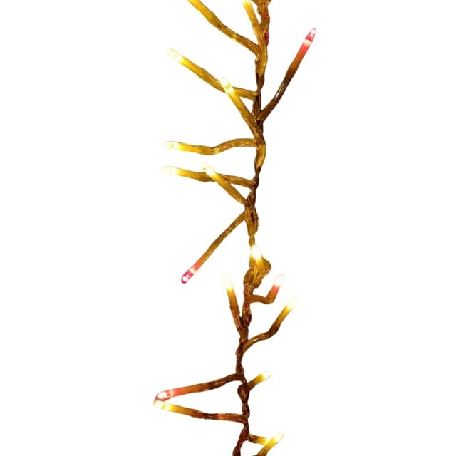 9.3m 720 LED Christmas Cluster String Lights with Timer in Vintage Gold & Red on Clear Cable