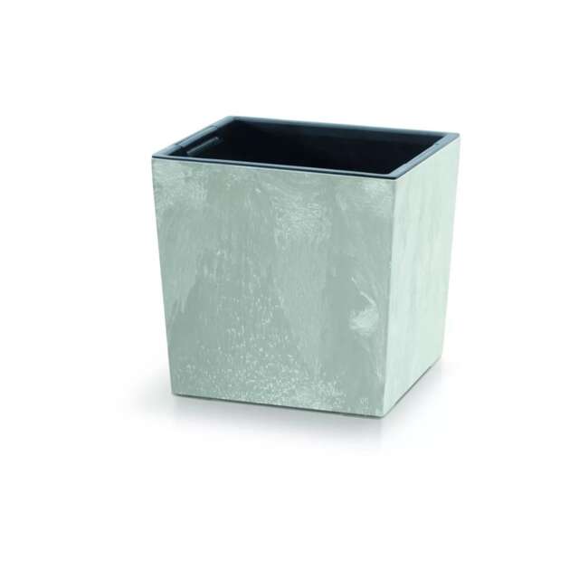 240mm Low Square Concrete Effect Plant Pot - 23.5x24x24 cm Grey Grey & Set of 1 1