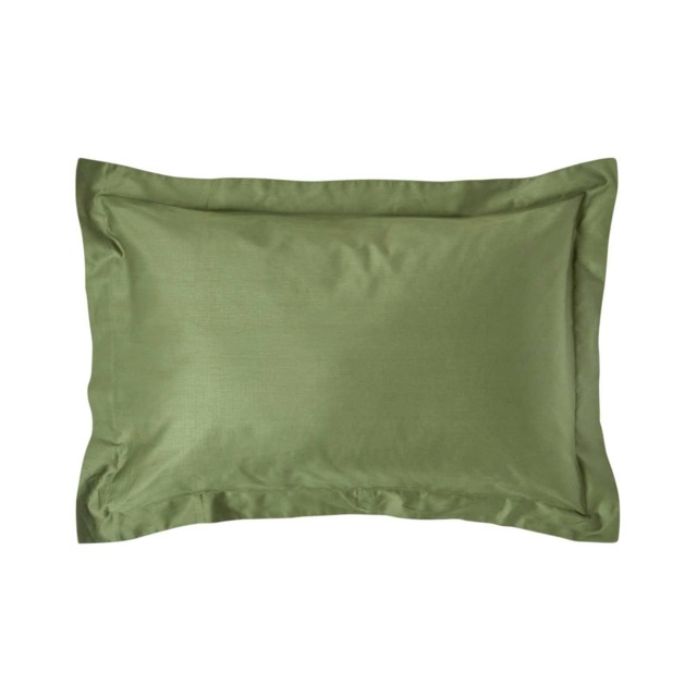 Homescapes Moss Green Organic Cotton Oxford Pillowcase 400 TC - Standard Size Green Standard