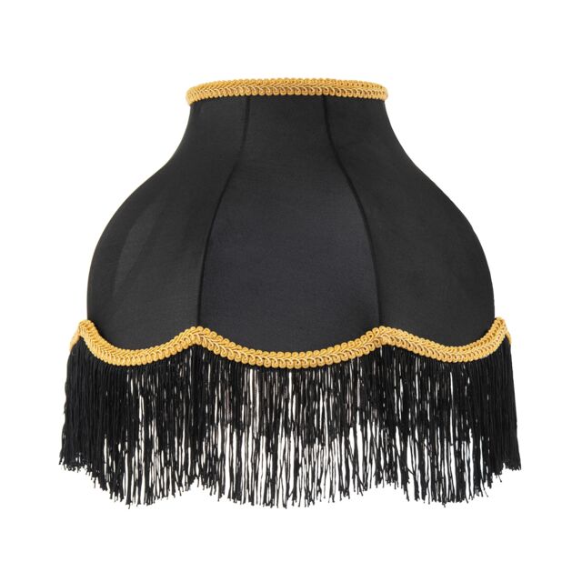 Classic Chic Victorian Style Lamp Shade in Black Elasticated Fabric Black Black 1