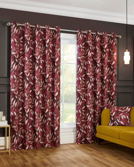 Madrid - 100% Blackout Thermal Self-Lined Curtains - Eyelet - 100% Polyester (Wine, 66''x 90'' - 168cm x 229cm (Pair)) Red Red