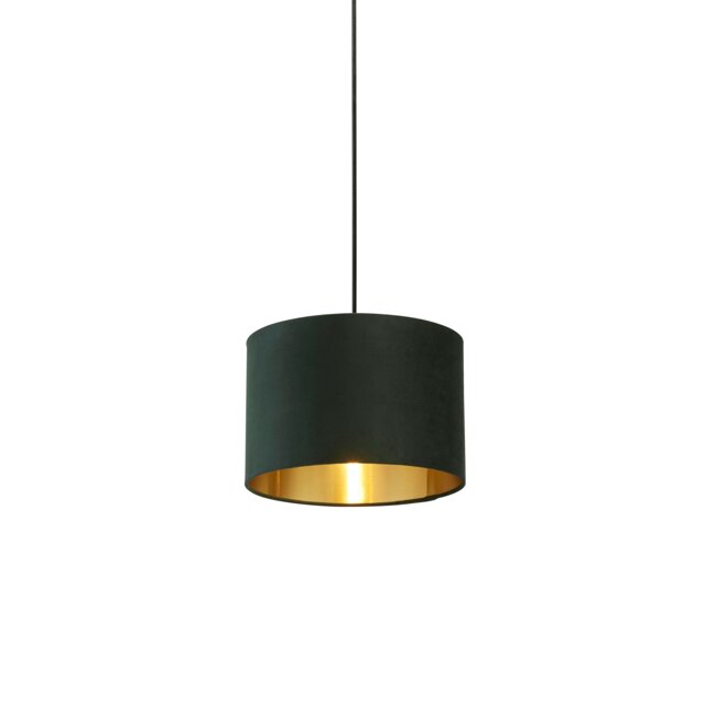 GREEN VELVET DRUM SHADE & GOLD INNER (D30cm)