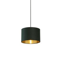 GREEN VELVET DRUM SHADE & GOLD INNER (D30cm)