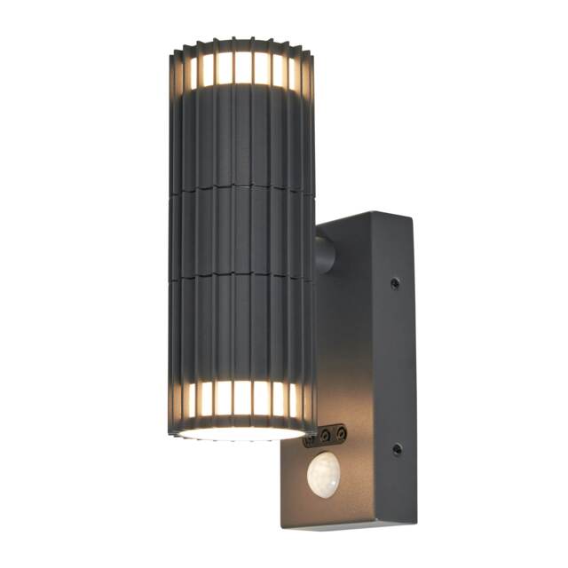 BHS Zeb Outdoor Up and Down Wall Light with PIR Sensor, Anthracite