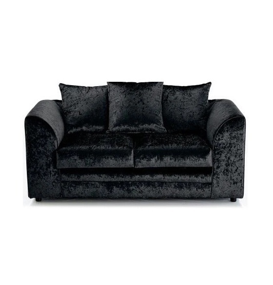 CHICAGO CRUSHED VELVET SOFA 2 SEATER IN BLACK