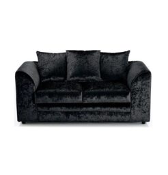 CHICAGO CRUSHED VELVET SOFA 2 SEATER IN BLACK