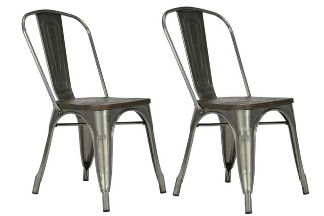 Fusion Dining Chair in Metal in Gun metal, 2 pieces Grey Gun colour One Size