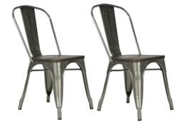 Fusion Dining Chair in Metal in Gun metal, 2 pieces Grey Gun colour One Size